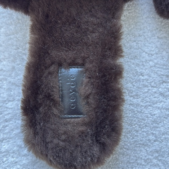 Aeyde Anna Shearling Slides in Dark Brown - Size 7 / 37